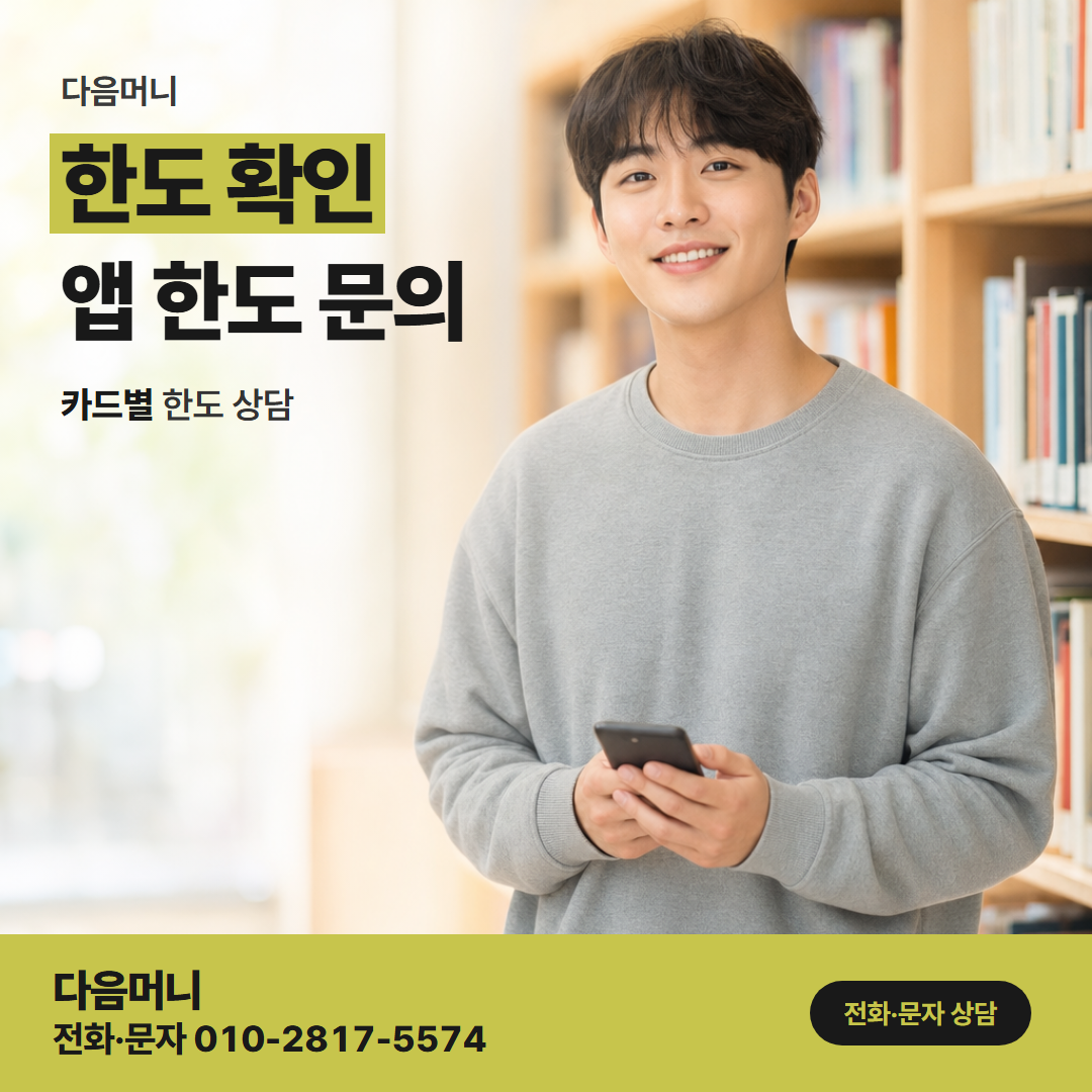 다음머니 인천카드깡 카드사 앱 조회 화면